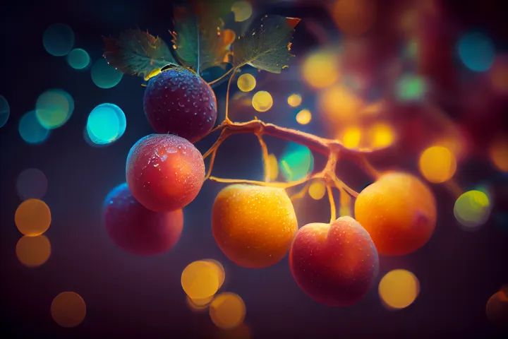 beautiful fruit tree with bokeh and studio lighting